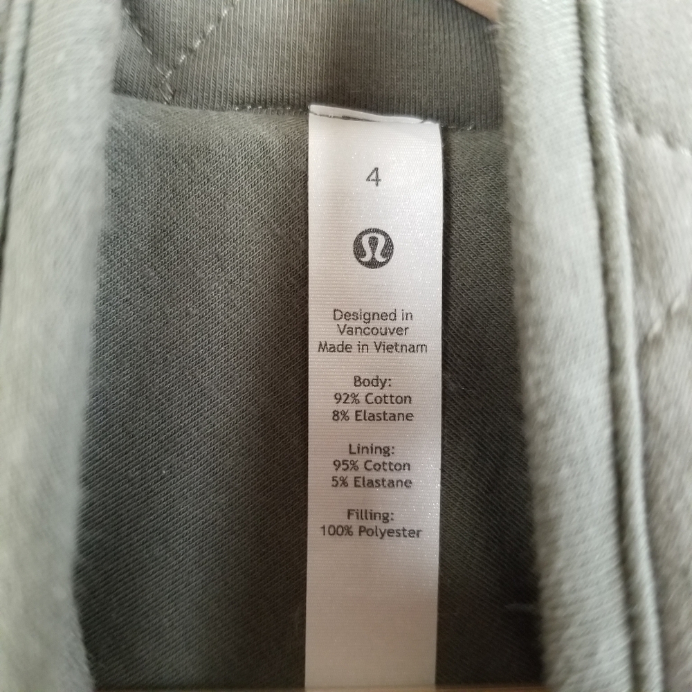 Lululemon Quilted Calm Jacket Army Green Size 4 - Picture 6 of 8